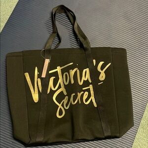 Victoria's Secret Black and Gold Tote Bag